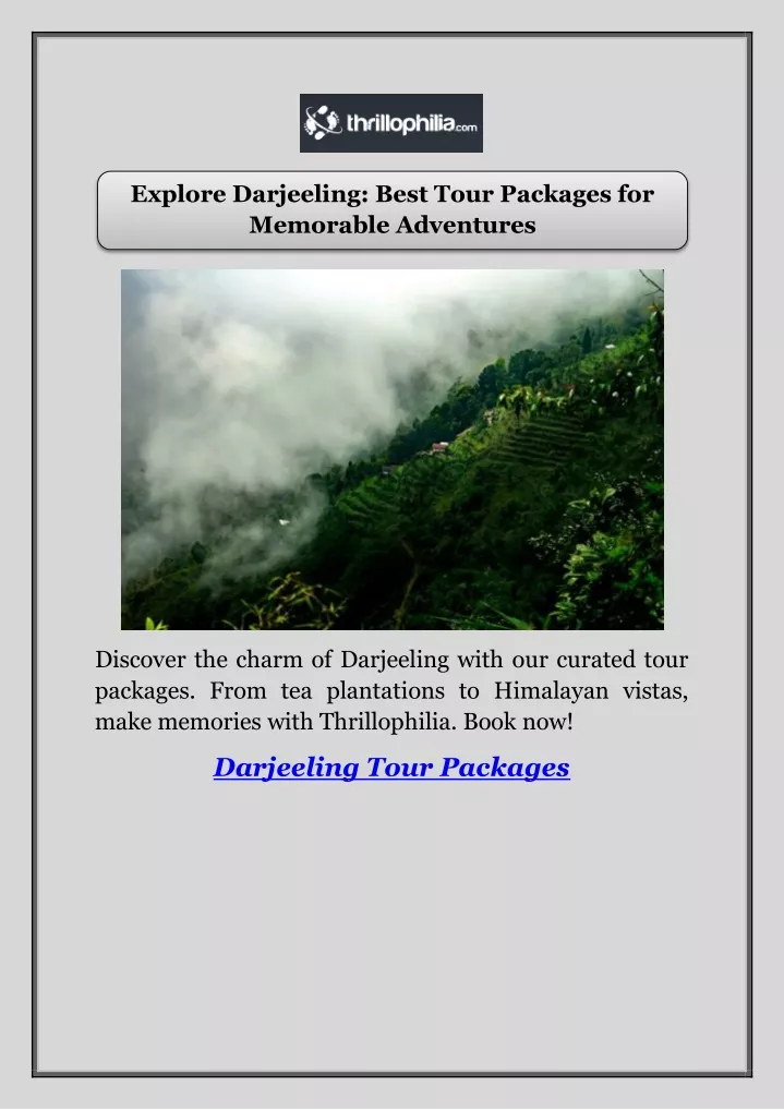 explore darjeeling best tour packages