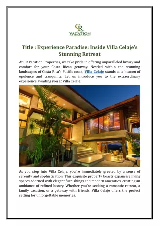 Experience Paradise: Inside Villa Celaje's Stunning Retreat