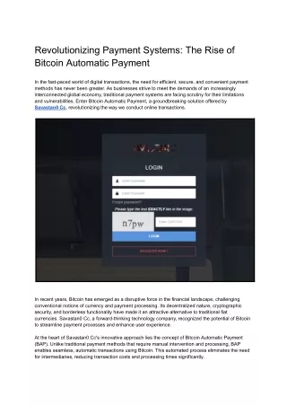 Revolutionizing Payment Systems_ The Rise of Bitcoin Automatic Payment