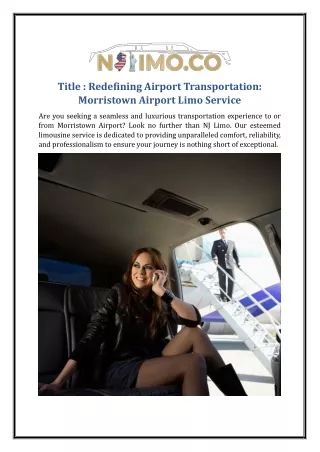 Redefining Airport Transportation: Morristown Airport Limo Service