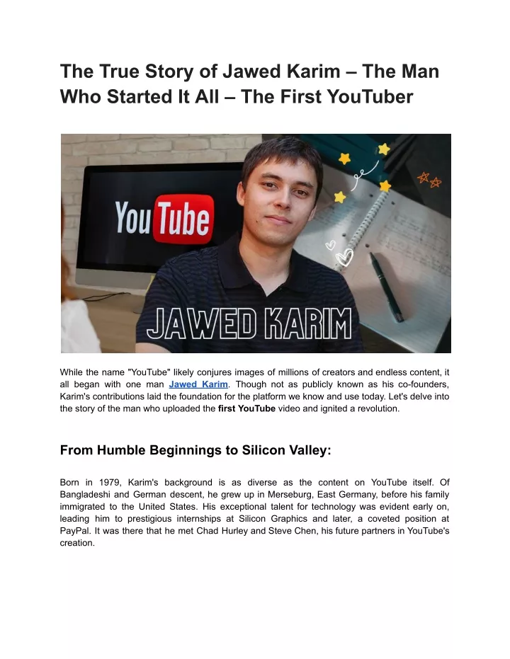 the true story of jawed karim the man who started