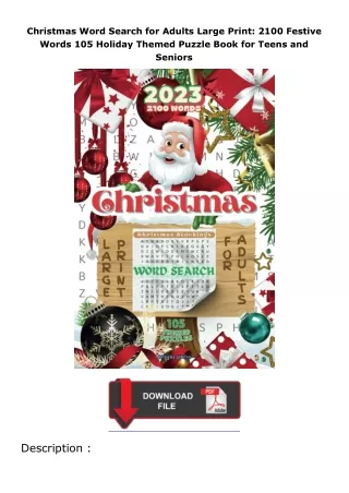 download⚡️ free (✔️pdf✔️) Christmas Word Search for Adults Large Print: 2100 Festive Words 105 Holiday Themed Puzzl