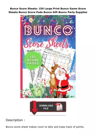 ✔️download⚡️ book (pdf) Bunco Score Sheets: 150 Large Print Bunco Game Score Sheets Bunco Score Pads Bunco Gift Bun