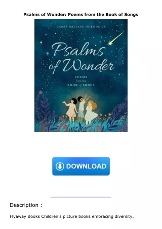 Ebook❤️(download)⚡️ Psalms of Wonder: Poems from the Book of Songs