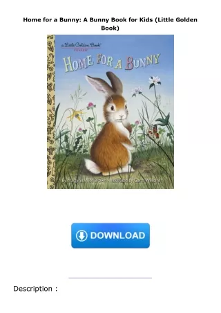 [PDF] DOWNLOAD  Home for a Bunny