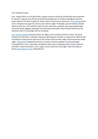 zmir psikolog tavsiyesi