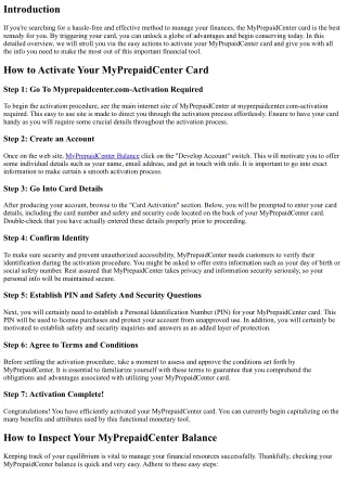 How to Activate Your MyPrepaidCenter Card and Start Saving Today