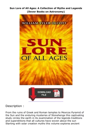 ✔️READ ❤️Online Sun Lore of All Ages: A Collection of Myths and Legends (Dover Books on Astronomy)