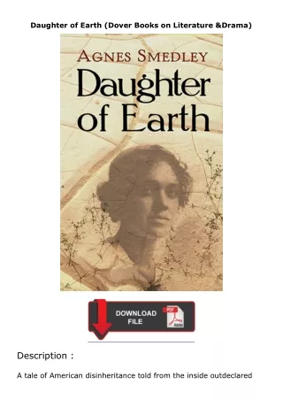 [PDF]❤READ⚡ Daughter of Earth (Dover Books on Literature & Drama)