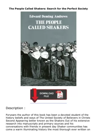 [READ]⚡PDF✔ The People Called Shakers: Search for the Perfect Society