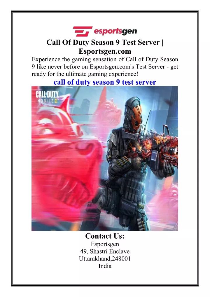 call of duty season 9 test server esportsgen