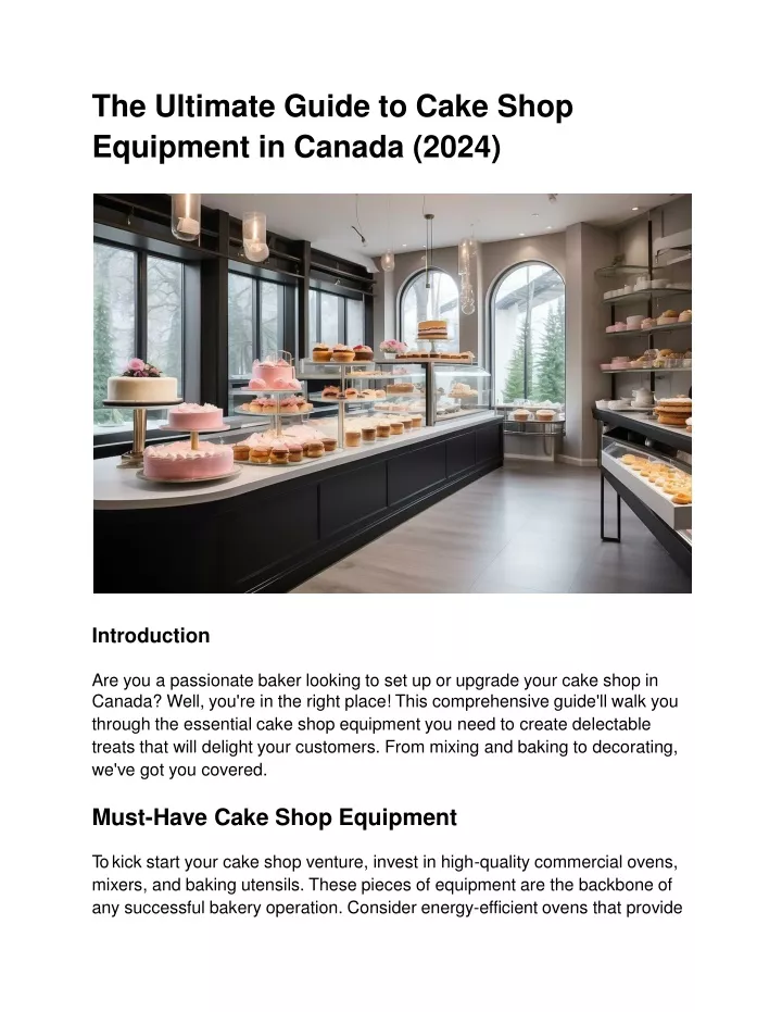 the ultimate guide to cake shop equipment in canada 2024