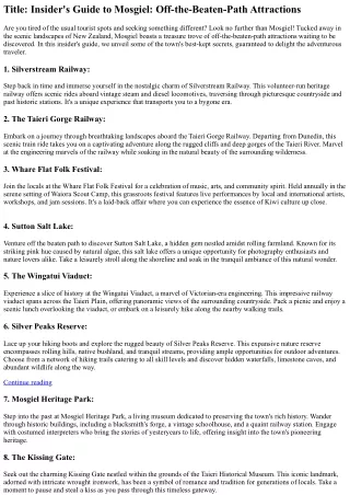 title insider s guide to mosgiel off the beaten