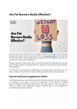 are fat burners really effective