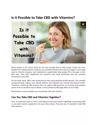Is it Possible to Take CBD with Vitamins?