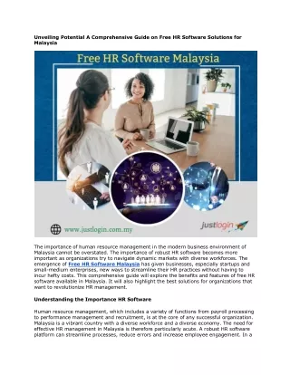 Unveiling Potential A Comprehensive Guide on Free HR Software Solutions for Mala