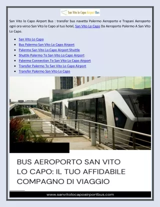 Transfer Aeroporto Palermo San Vito Lo Capo