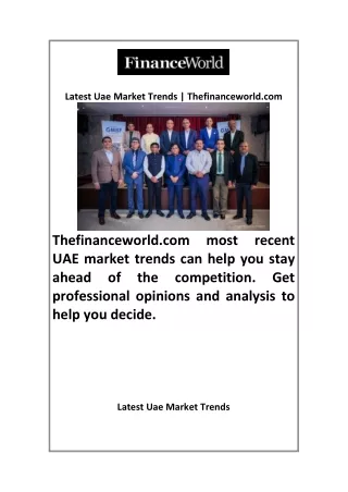 Latest Uae Market Trends Thefinanceworld com