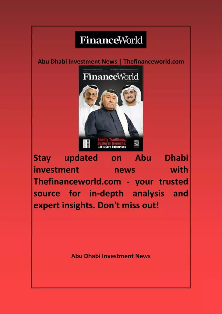 abu dhabi investment news thefinanceworld com