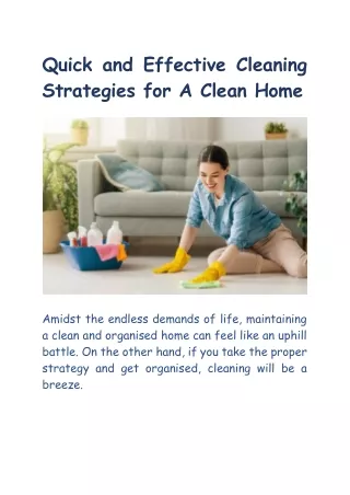 Quick and Effective Cleaning Strategies for A Clean Home