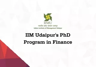 Top PhD Program in Finance in India