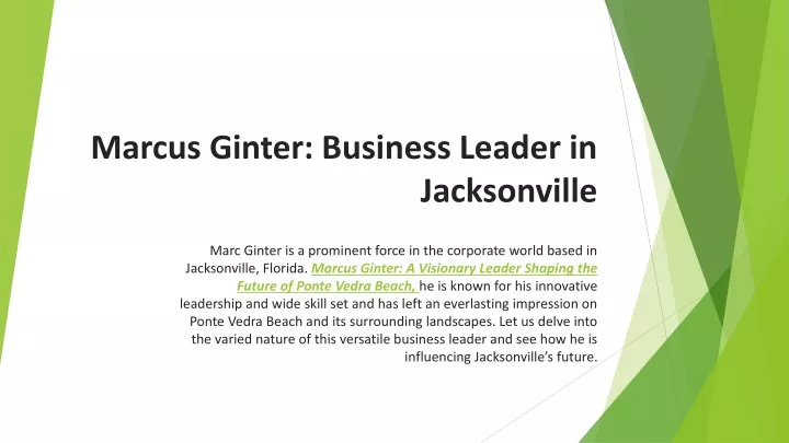 marcus ginter business leader in jacksonville