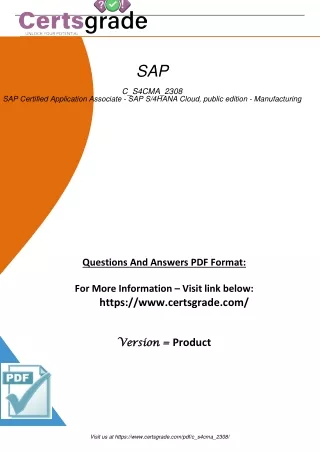 Elevate Your Manufacturing Expertise with C_S4CMA_2308 SAP Certified Application Associate Exam - Master SAP S4HANA Clou
