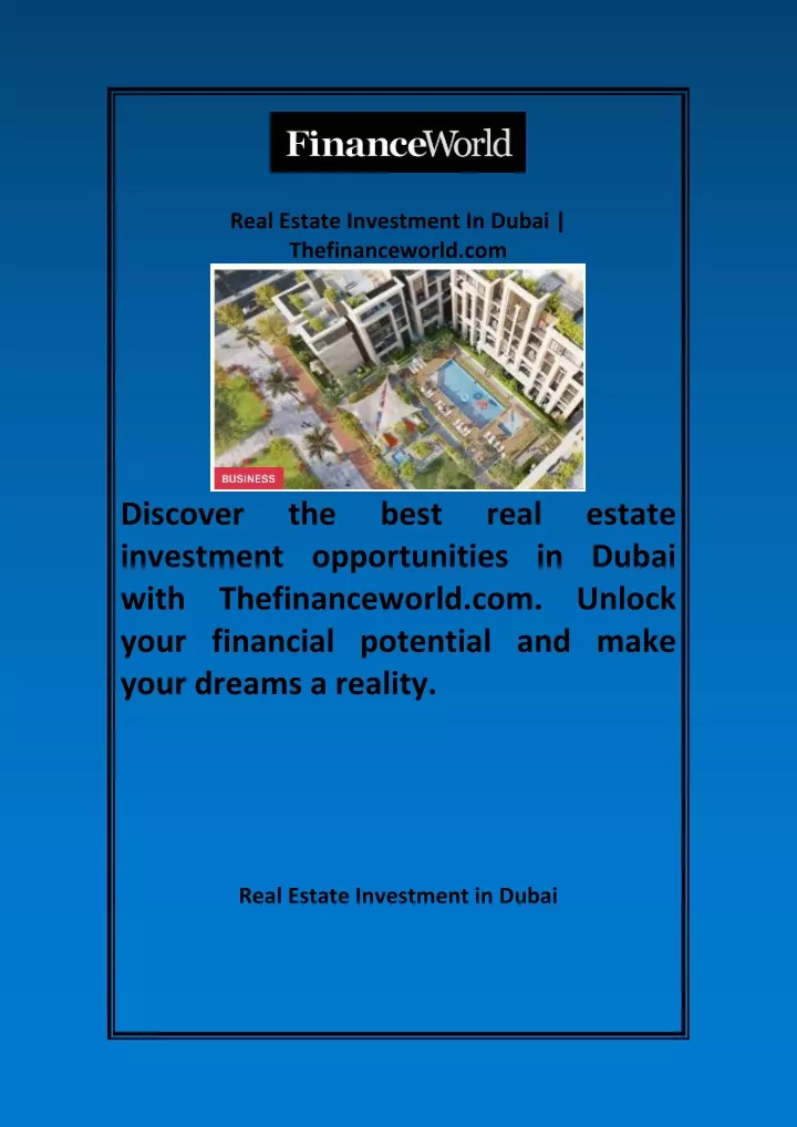 real estate investment in dubai thefinanceworld