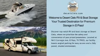 Welcome to Desert Cielo RV & Boat Storage – Your Trusted Destination for Premium Storage in El Paso!