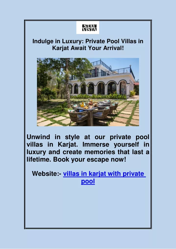 indulge in luxury private pool villas in karjat