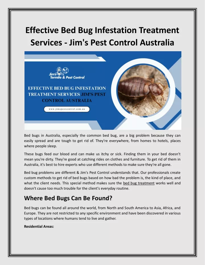 effective bed bug infestation treatment services
