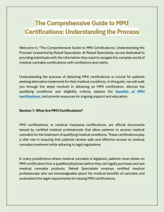 The Comprehensive Guide to MMJ Certifications - Understanding the Process