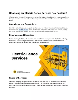 Choosing an Electric Fence Service: Key Factors?