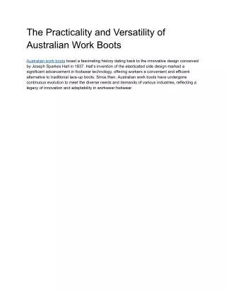 The Practicality and Versatility of Australian Work Boots
