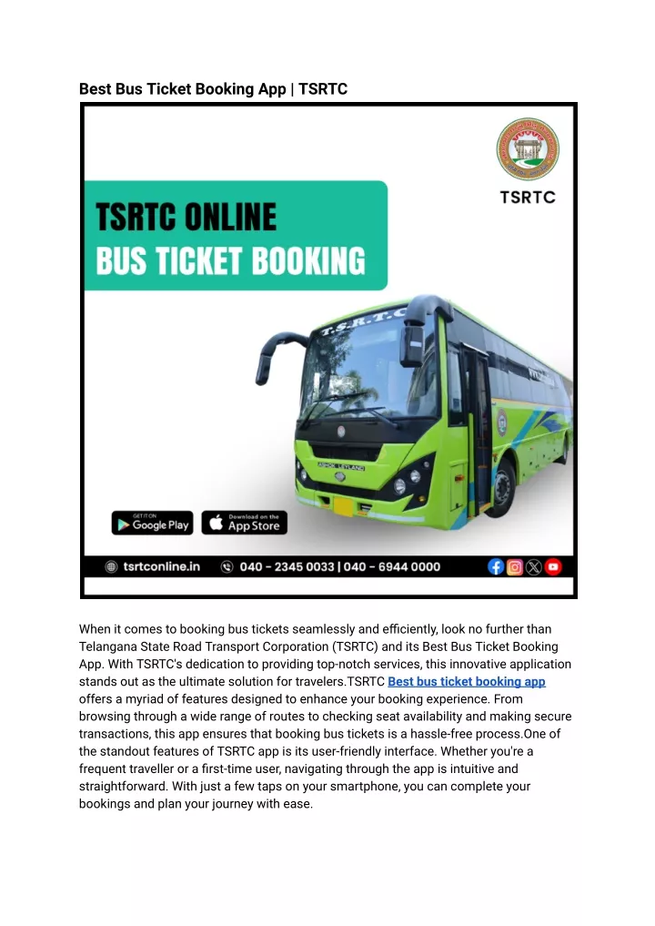 best bus ticket booking app tsrtc