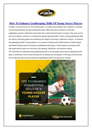 How To Enhance Goalkeeping Skills Of Young Soccer Players