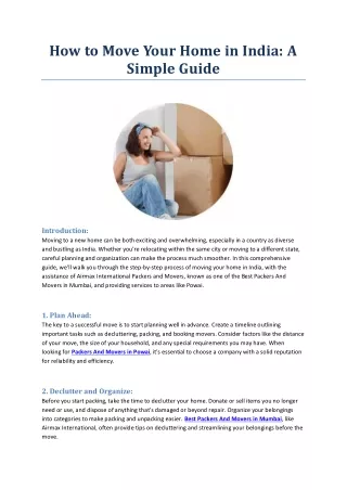how to move your home in india a simple guide