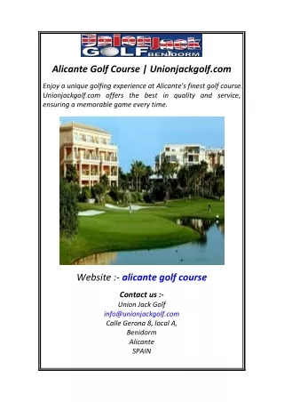 Alicante Golf Course Unionjackgolf.com