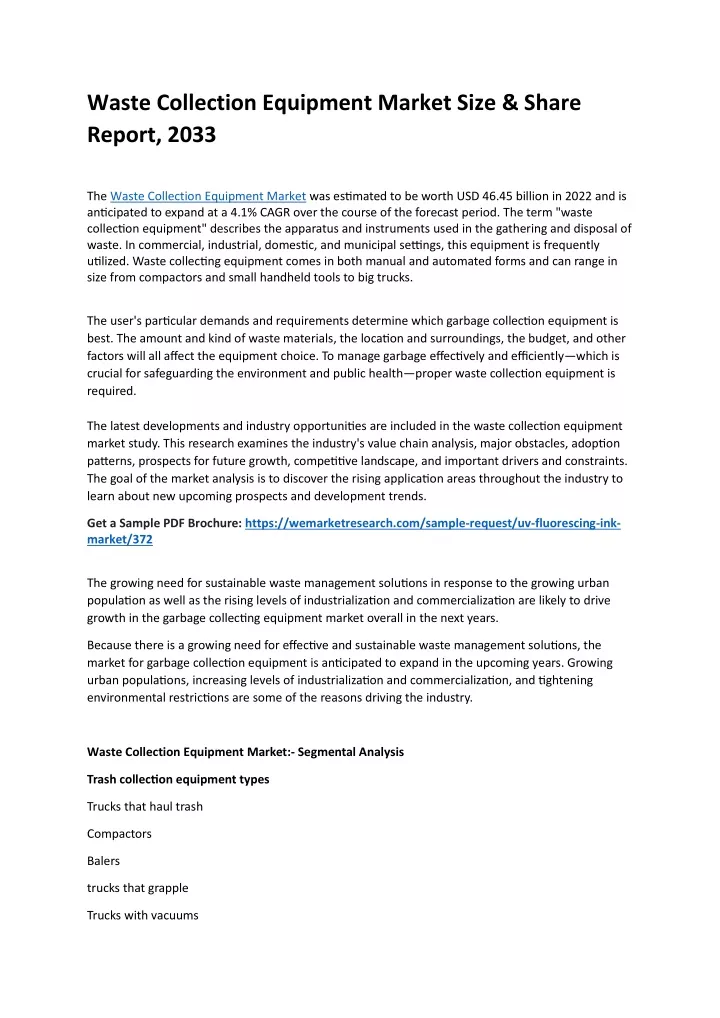 waste collection equipment market size share