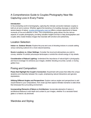 A Comprehensive Guide to Couples Photography Near Me_ Capturing Love in Every Frame