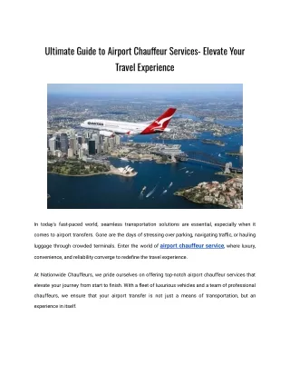 Ultimate Guide to Airport Chauffeur Services- Elevate Your Travel Experience