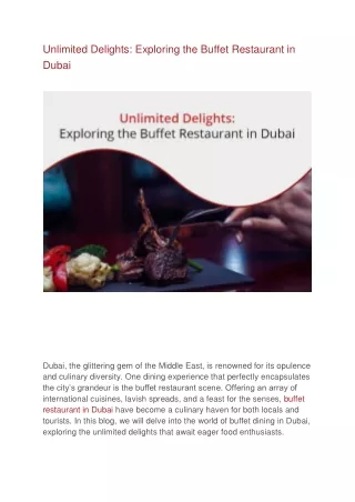 Unlimited Delights_ Exploring the Buffet Restaurant in Dubai