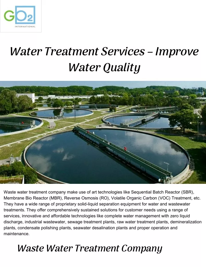 water treatment services improve water quality