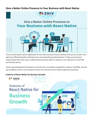 Boost Online Presence of Your Business with React Native App Development