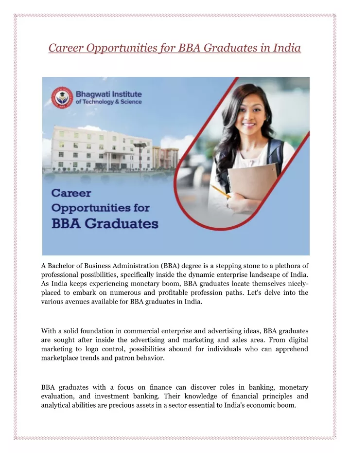 career opportunities for bba graduates in india