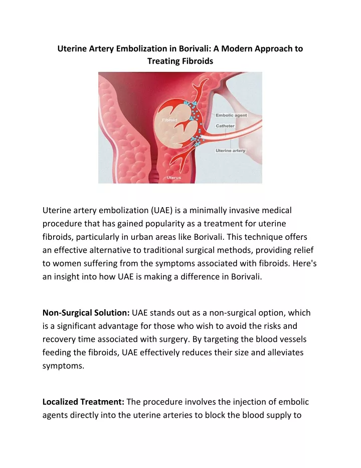 uterine artery embolization in borivali a modern