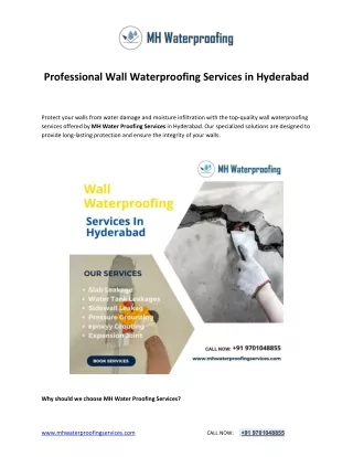 Wall Waterproofing Services in Hyderabad