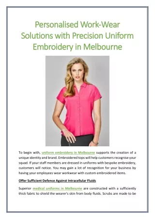 Personalised Work-Wear Solutions with Precision Uniform Embroidery in Melbourne