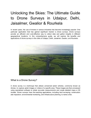 A Comprehensive Guide to Conducting a Professional Drone Survey in Gwalior