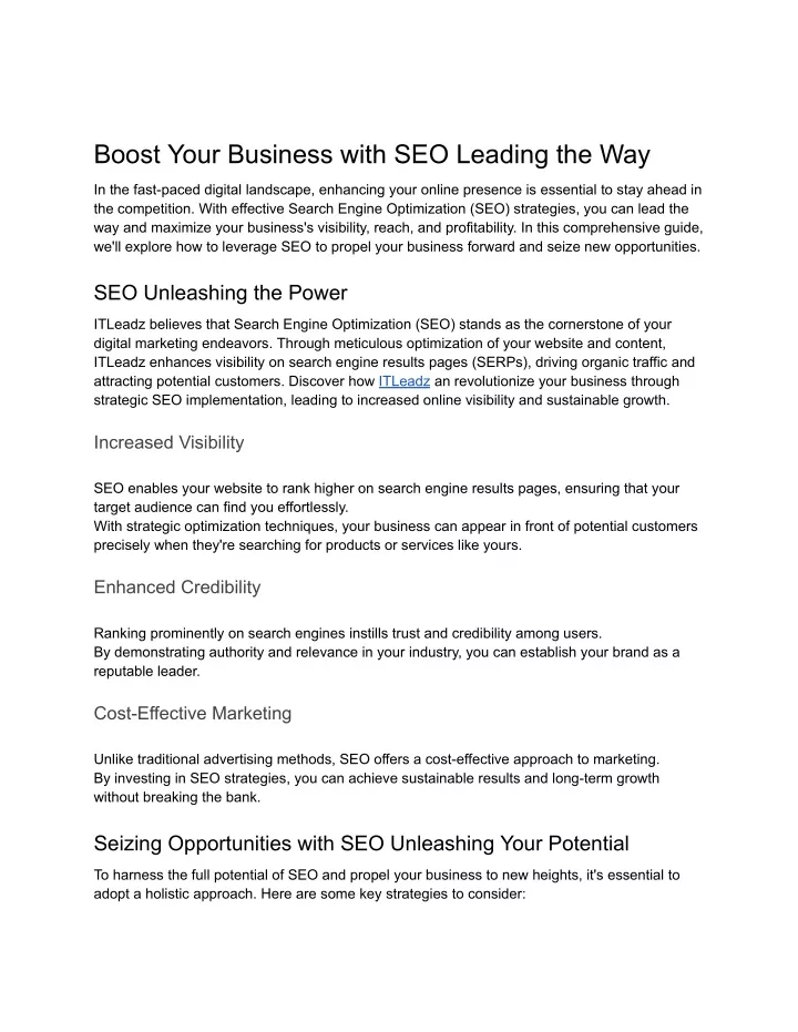 boost your business with seo leading the way